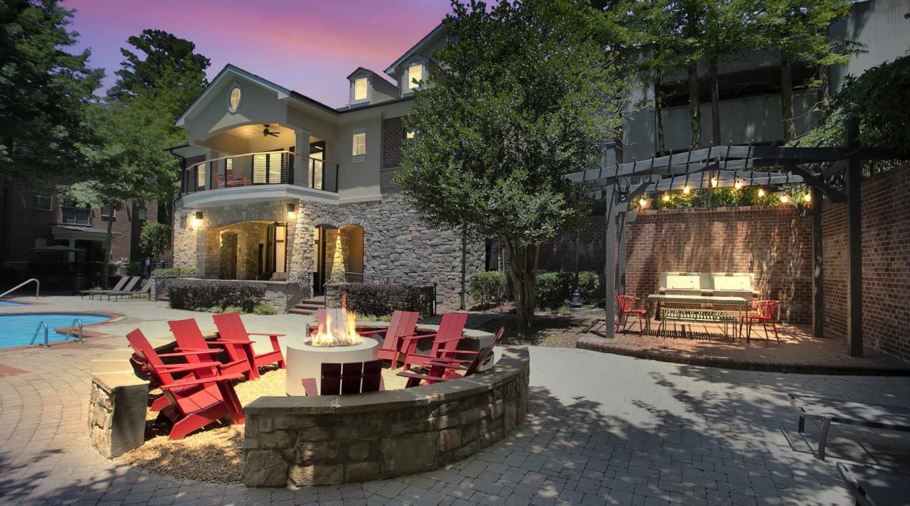 Fire pit at dusk Fire pit at dusk