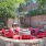 Rock Springs Village's community fire pit with ample lounge seating surrounding it