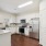 Modern kitchens with white cabinets inside townhomes at Rock Springs Village